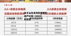 关于山东青州宏源债权资产计划（2022）的信息