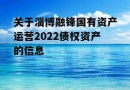 关于淄博融锋国有资产运营2022债权资产的信息