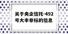 关于央企信托-492号大丰非标的信息