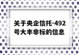 关于央企信托-492号大丰非标的信息