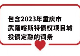 包含2023年重庆市武隆喀斯特债权项目城投债定融的词条