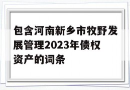 包含河南新乡市牧野发展管理2023年债权资产的词条