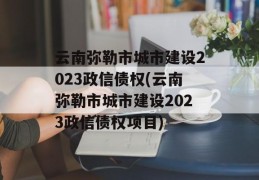 云南弥勒市城市建设2023政信债权(云南弥勒市城市建设2023政信债权项目)