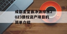 成都金堂县净源排水2023债权资产项目的简单介绍