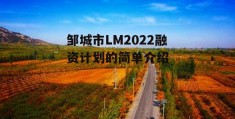 邹城市LM2022融资计划的简单介绍