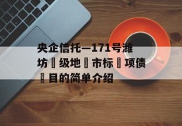 央企信托—171号潍坊‮级地‬市标‮项债‬目的简单介绍