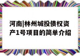 河南|林州城投债权资产1号项目的简单介绍