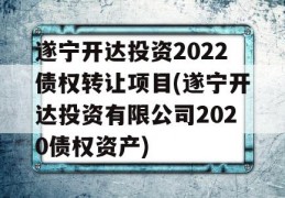 遂宁开达投资2022债权转让项目(遂宁开达投资有限公司2020债权资产)