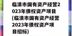 临清市国有资产经营2023年债权资产项目(临清市国有资产经营2023年债权资产项目招标)