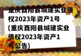 重庆酉阳县城建实业债权2023年资产1号(重庆酉阳县城建实业债权2023年资产1号公告)