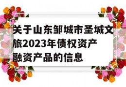 关于山东邹城市圣城文旅2023年债权资产融资产品的信息