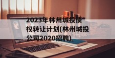 2023年林州城投债权转让计划(林州城投公司2020招聘)