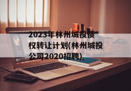 2023年林州城投债权转让计划(林州城投公司2020招聘)