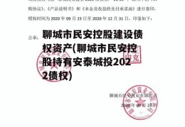 聊城市民安控股建设债权资产(聊城市民安控股持有安泰城投2022债权)