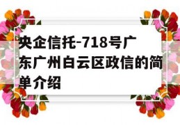 央企信托-718号广东广州白云区政信的简单介绍