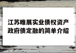 江苏睢展实业债权资产政府债定融的简单介绍