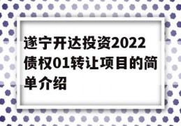 遂宁开达投资2022债权01转让项目的简单介绍