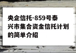 央企信托-859号泰兴市集合资金信托计划的简单介绍