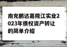 南充鹏达嘉陵江实业2023年债权资产转让的简单介绍