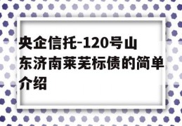 央企信托-120号山东济南莱芜标债的简单介绍