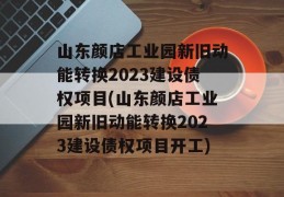 山东颜店工业园新旧动能转换2023建设债权项目(山东颜店工业园新旧动能转换2023建设债权项目开工)