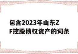 包含2023年山东ZF控股债权资产的词条