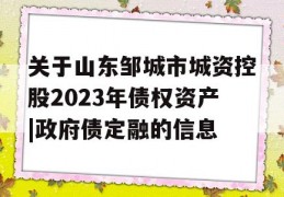 关于山东邹城市城资控股2023年债权资产|政府债定融的信息