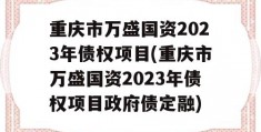 重庆市万盛国资2023年债权项目(重庆市万盛国资2023年债权项目政府债定融)