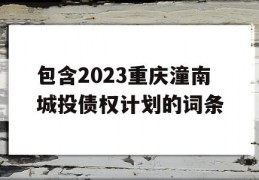 包含2023重庆潼南城投债权计划的词条