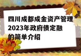 四川成都成金资产管理2023年政府债定融的简单介绍