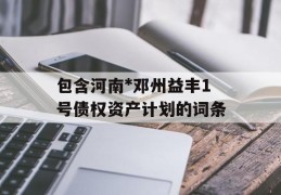 包含河南*邓州益丰1号债权资产计划的词条