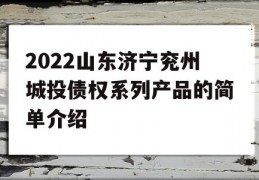 2022山东济宁兖州城投债权系列产品的简单介绍