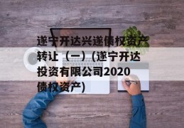 遂宁开达兴遂债权资产转让（一）(遂宁开达投资有限公司2020债权资产)