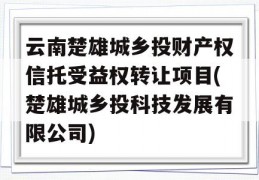 云南楚雄城乡投财产权信托受益权转让项目(楚雄城乡投科技发展有限公司)