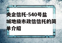 央企信托-540号盐城地级市政信信托的简单介绍