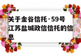 关于金谷信托·59号江苏盐城政信信托的信息