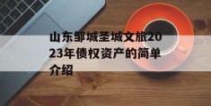 山东邹城圣城文旅2023年债权资产的简单介绍