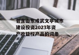 包含山东成武文亭城市建设投资2023年资产收益权产品的词条