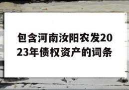 包含河南汝阳农发2023年债权资产的词条