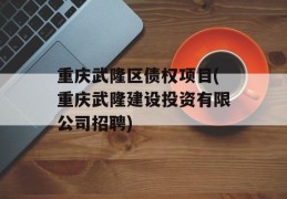 重庆武隆区债权项目(重庆武隆建设投资有限公司招聘)
