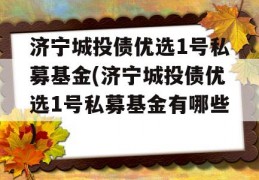 济宁城投债优选1号私募基金(济宁城投债优选1号私募基金有哪些)