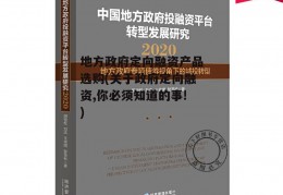 地方政府定向融资产品选购(关于政府定向融资,你必须知道的事!)