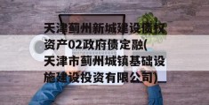 天津蓟州新城建设债权资产02政府债定融(天津市蓟州城镇基础设施建设投资有限公司)