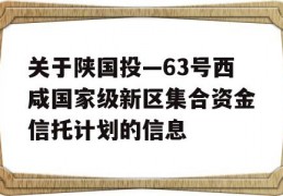 关于陕国投—63号西咸国家级新区集合资金信托计划的信息