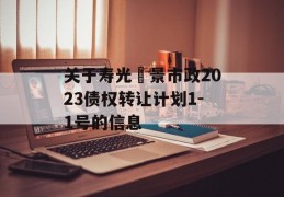 关于寿光昇景市政2023债权转让计划1-1号的信息