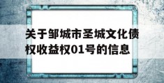 关于邹城市圣城文化债权收益权01号的信息