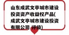 山东成武文亭城市建设投资资产收益权产品(成武文亭城市建设投资有限公司 评级)