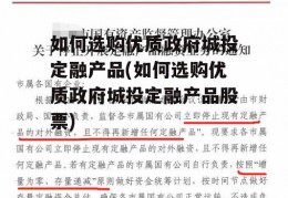 如何选购优质政府城投定融产品(如何选购优质政府城投定融产品股票)