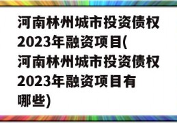 河南林州城市投资债权2023年融资项目(河南林州城市投资债权2023年融资项目有哪些)