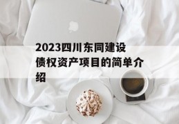 2023四川东同建设债权资产项目的简单介绍